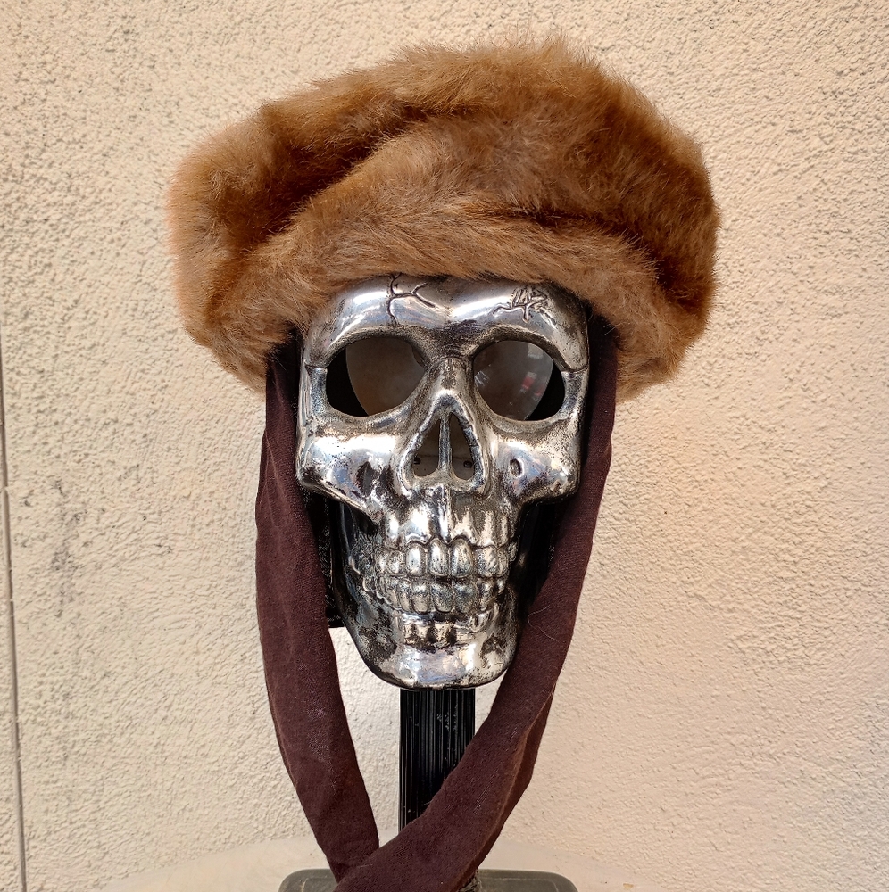 Vintage Fur Hat with Scarf Winter Fall Contemporary Feminine Renaissance SCA